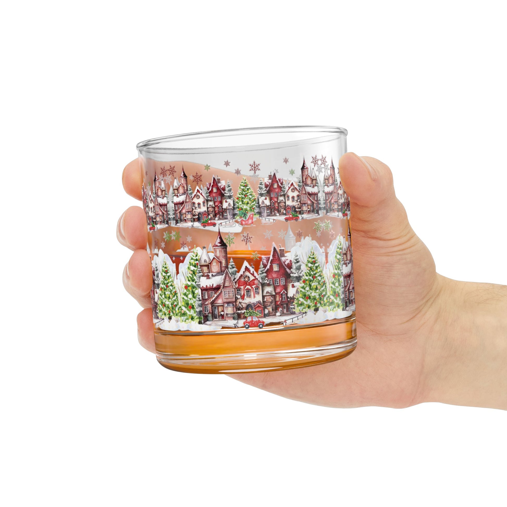 Village Glass Vintage Christmas Rocks Glass, 10oz Festive Holiday Drinkware with Classic Design, Perfect for Cocktails and Spirits, Ideal Gift for Christmas Celebrations and Home Décor - MRSBYVALLE