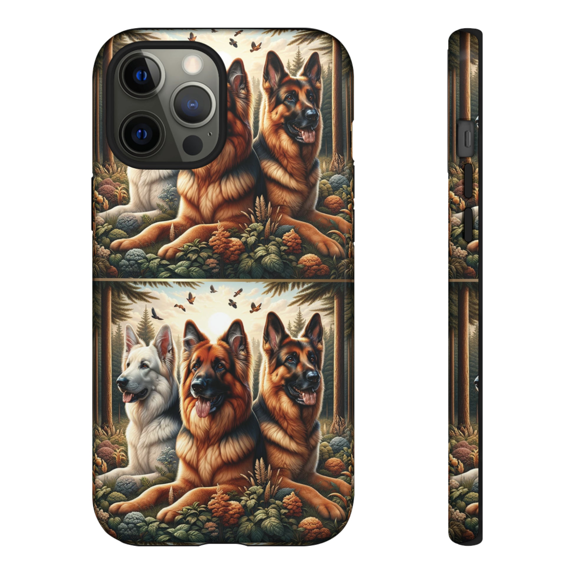 German Shepherd Phone Tough Case Floral Elegant Durable Dog Lover Devices iPhone 15, Samsung iPhone Samsung Accessory Gift for Her.