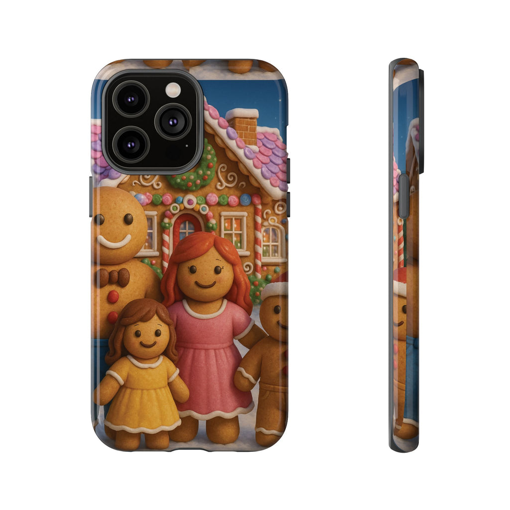 Coque de téléphone esthétique Famille en Pain d'Épices – Design d'inspiration vintage sur le thème de Noël – Étui stylé pour modèles iPhone et Samsung Galaxy