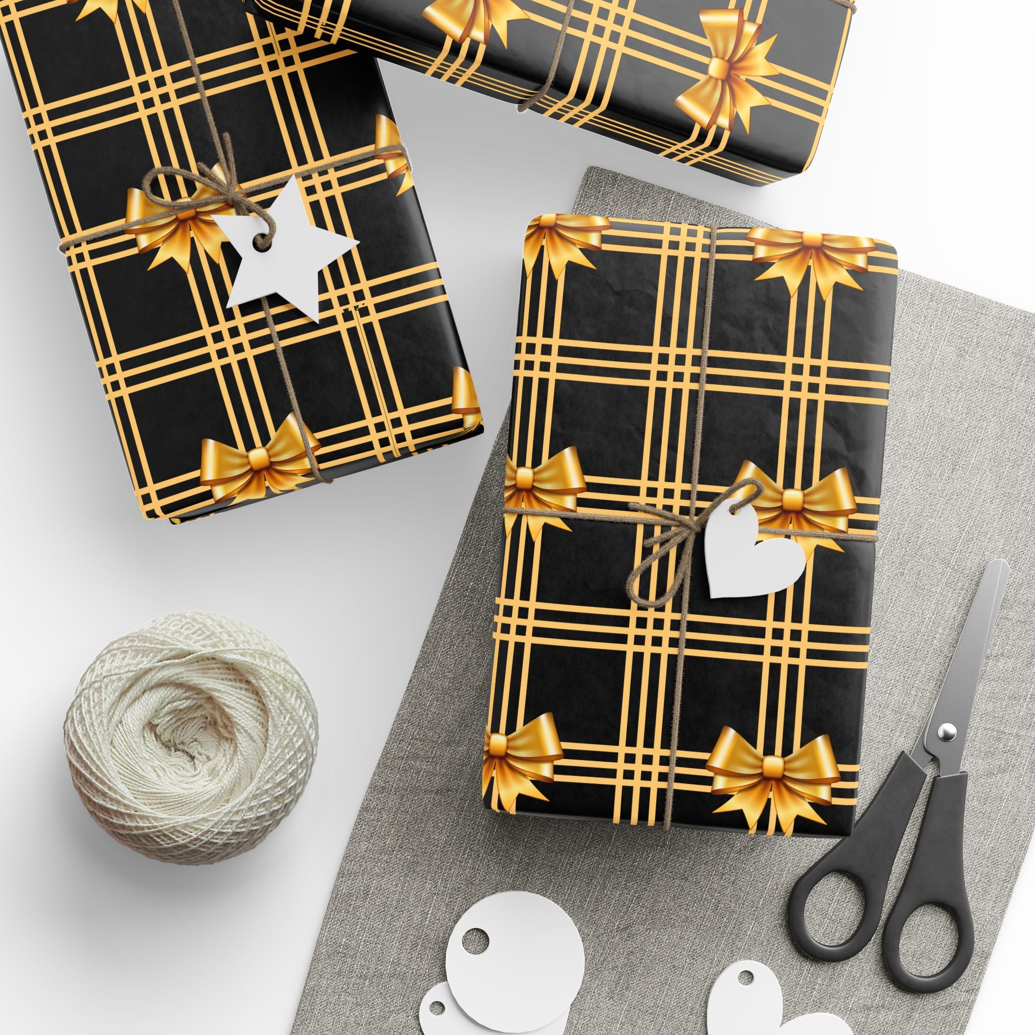 Black and Gold Bows Wrapping Paper Luxury Lover's Wrapping Paper Collection Festive Perfect for Wedding Holiday Decor – Premium Quality