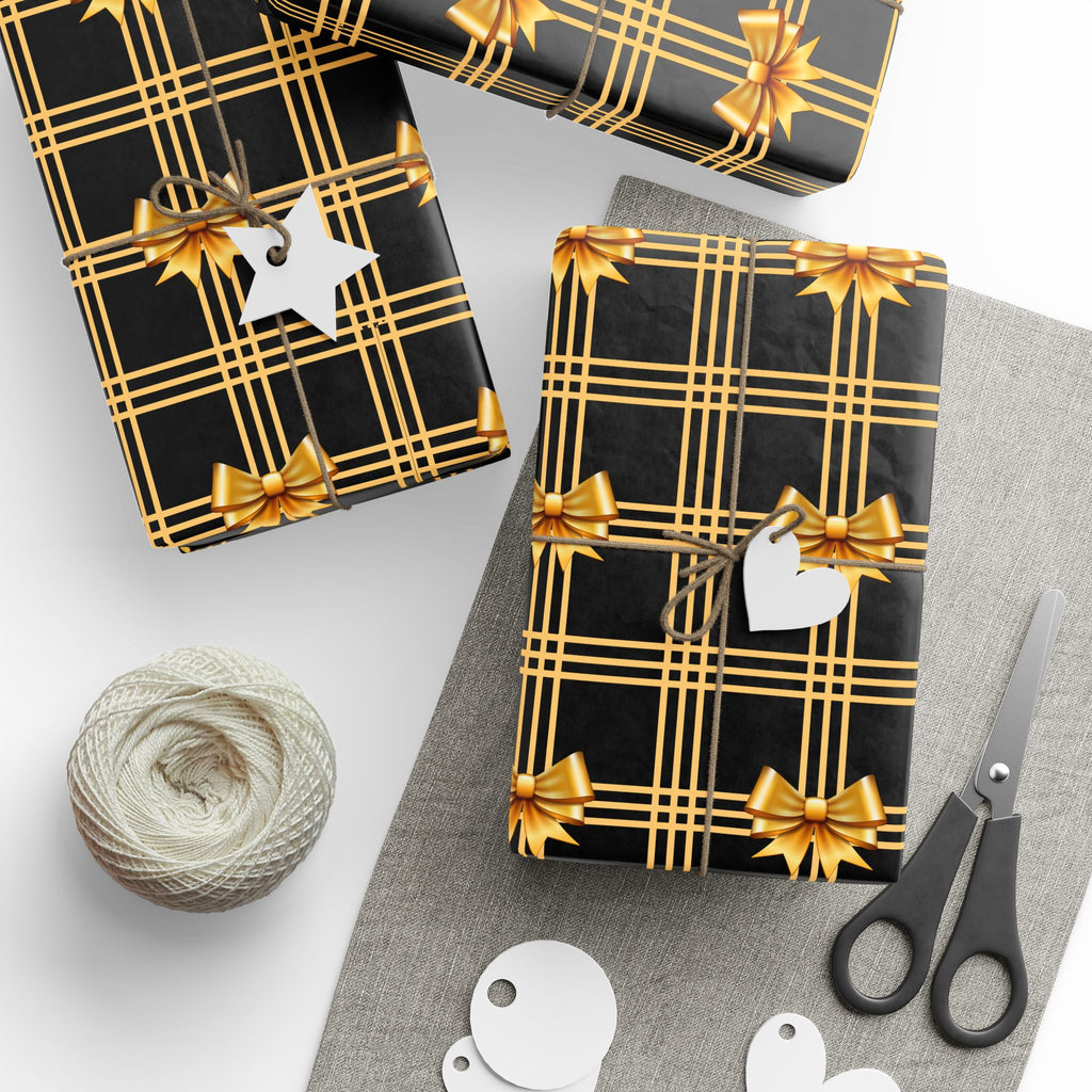 Black and Gold Bows Wrapping Paper Luxury Lover's Wrapping Paper Collection Festive Perfect for Wedding Holiday Decor – Premium Quality