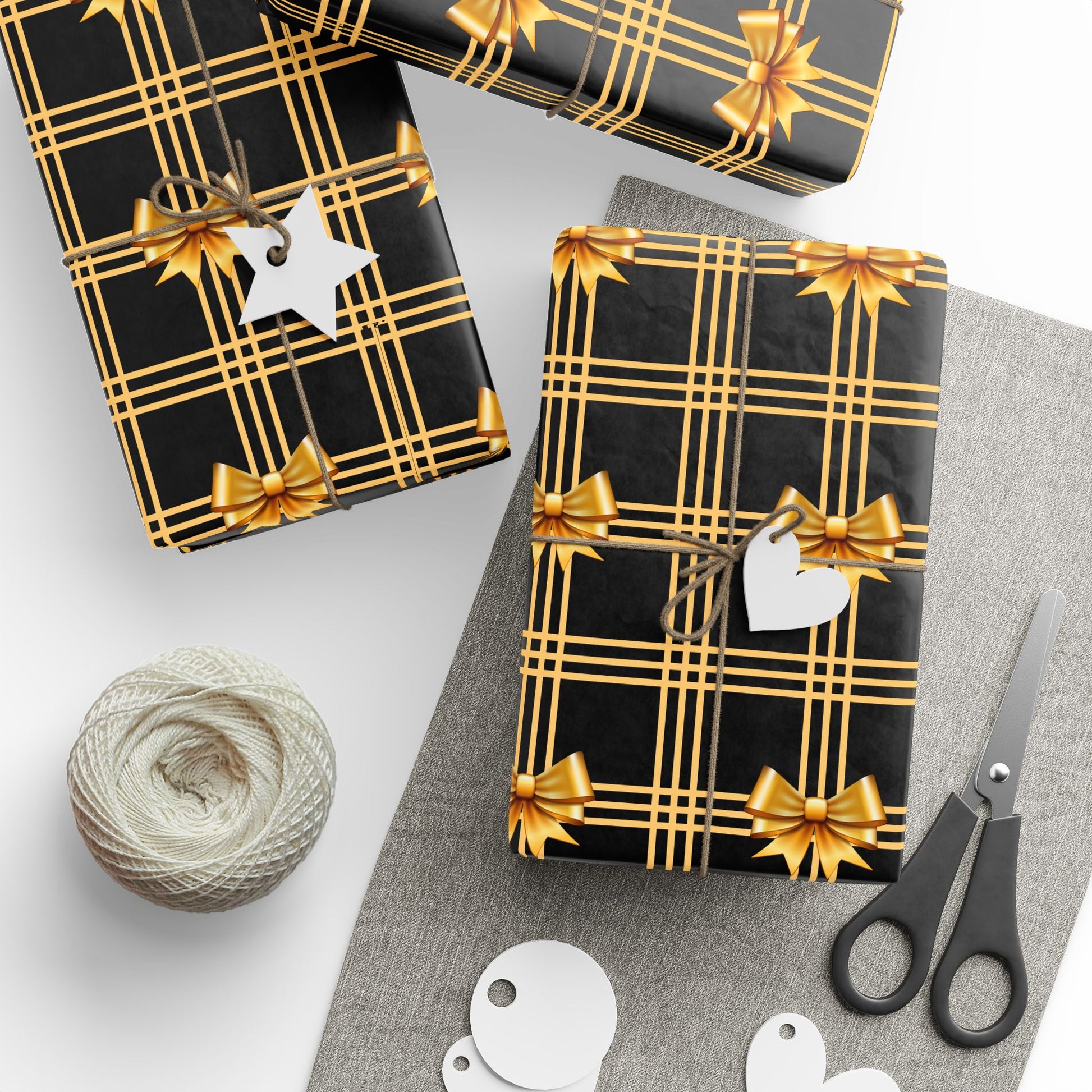 Black and Gold Bows Wrapping Paper Luxury Lover's Wrapping Paper Collection Festive Perfect for Wedding Holiday Decor – Premium Quality
