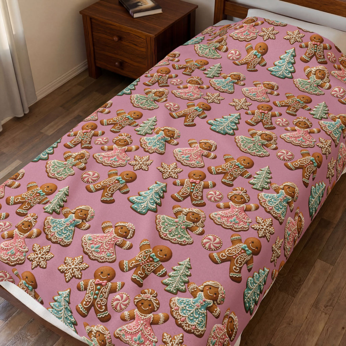 Gingerbread Holiday Velveteen Plush Blanket
