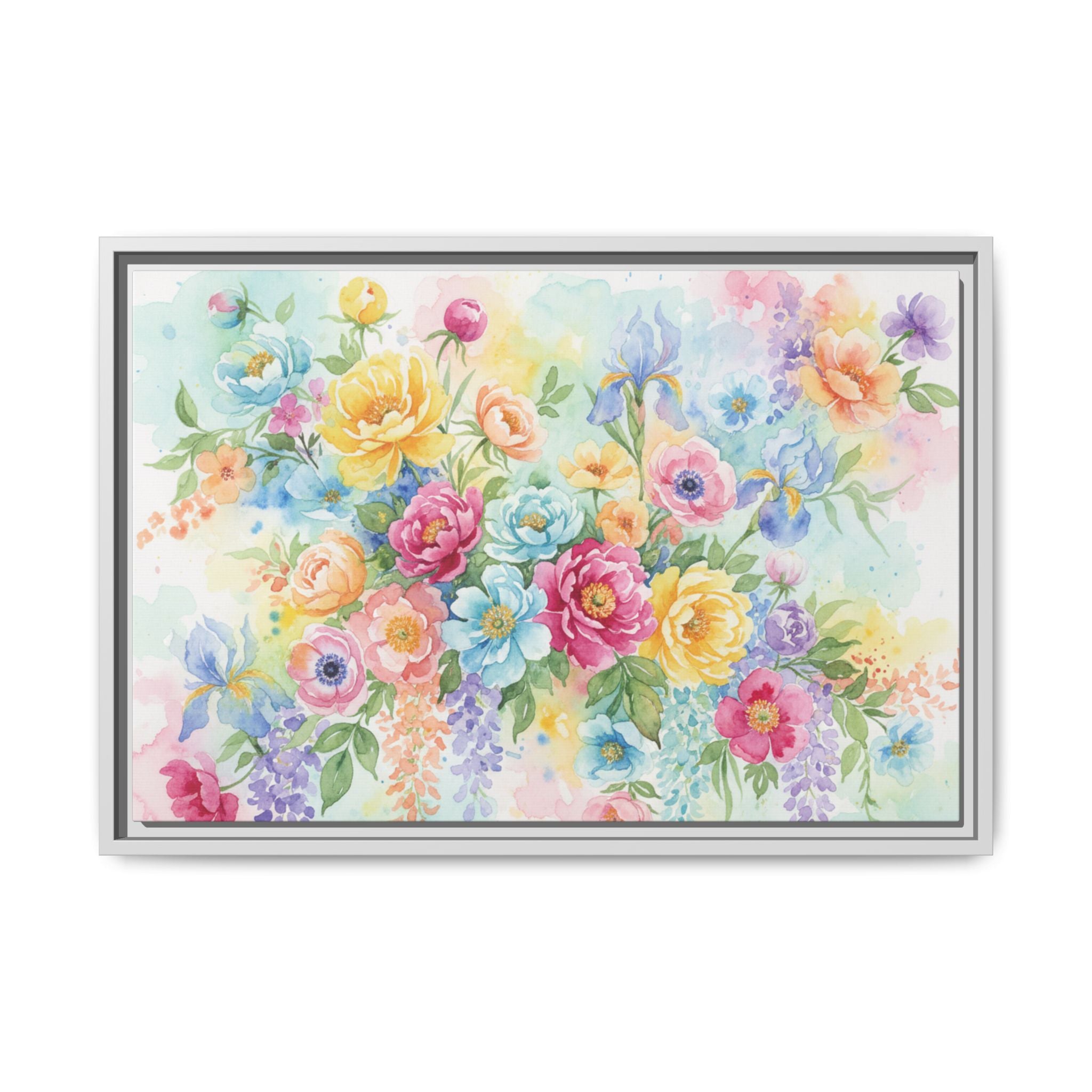 Watercolor Floral Bouquet Canvas, Framed Matte Wall Art | Multi-Color Wall Art