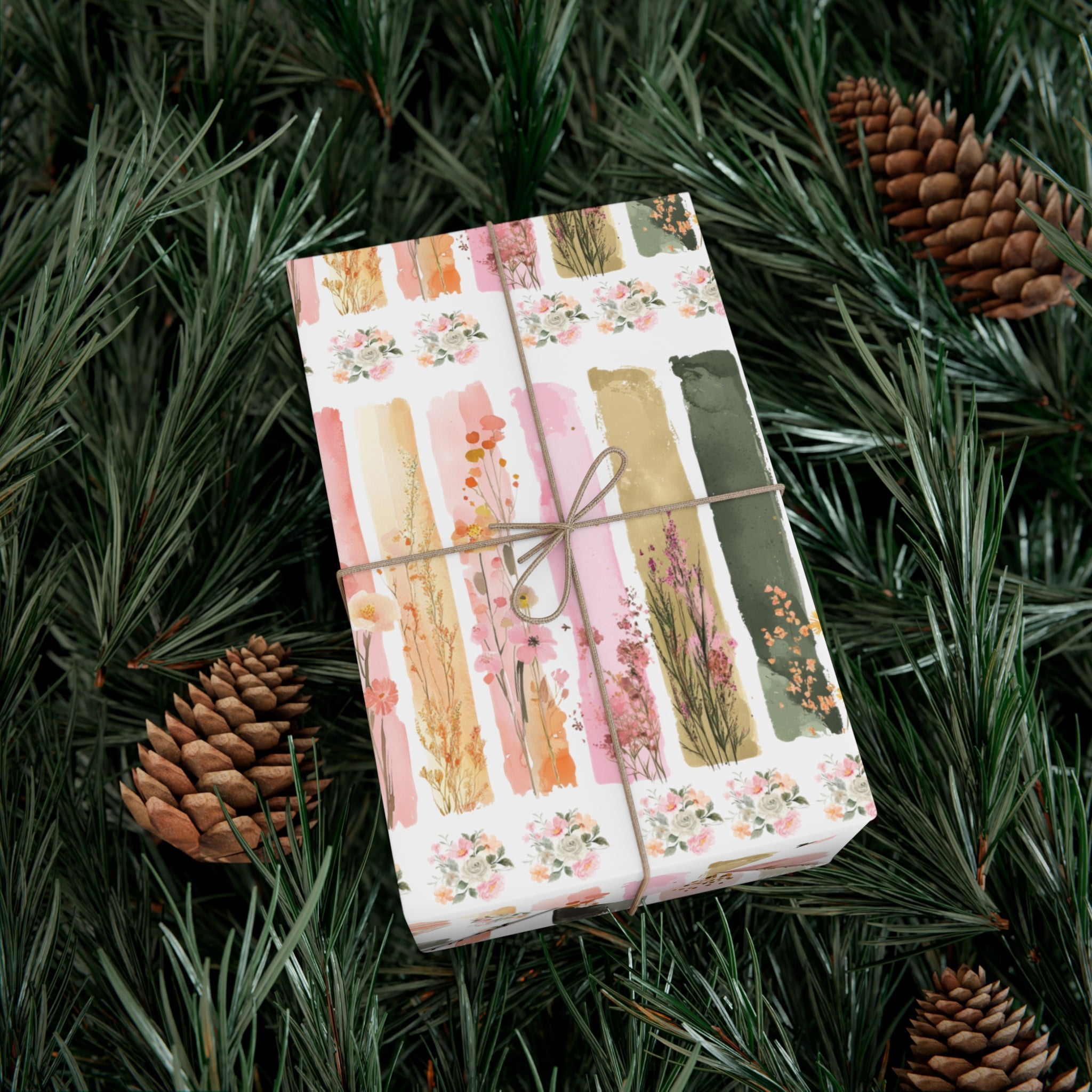 Pastel Brushstroke Floral Wrapping Paper Soft Pink & Peach Illusion Design, Elegant Gift Wrap for Her, Aesthetic Packaging for Birthdays  More Weddings