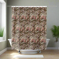 New House Boho Pink Birds 3D Illusion Shower Curtain Books & Bows Design | Autumn Bathroom Decor for Cozy and Stylish Bathroom Spaces - MRSBYVALLE