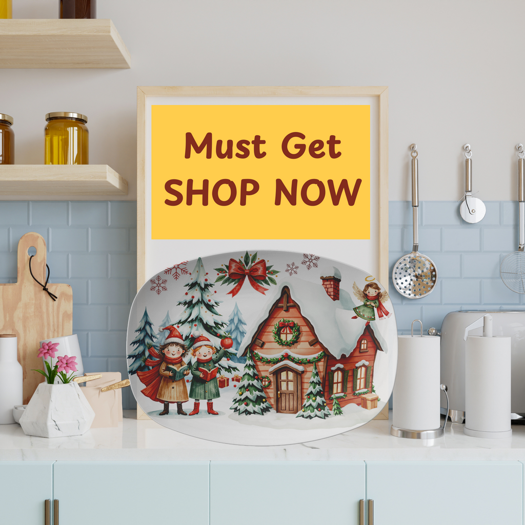 Plateau de service Noël vintage 10x14 - Plateau de fêtes traditionnelles, de la cuisson à la table, compatible micro-ondes et lave-vaisselle, sans BPA, fabriqué aux États-Unis, idées cadeaux festives