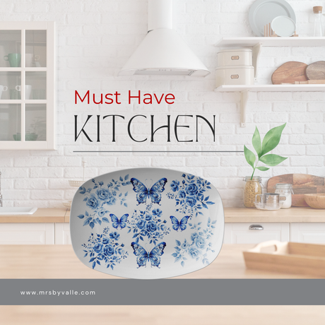 Elegant Chinoiserie Blue 10x14 Platter – Stunning Floral Design, Durable Serving Dish for Dining, Entertaining & Home Decor