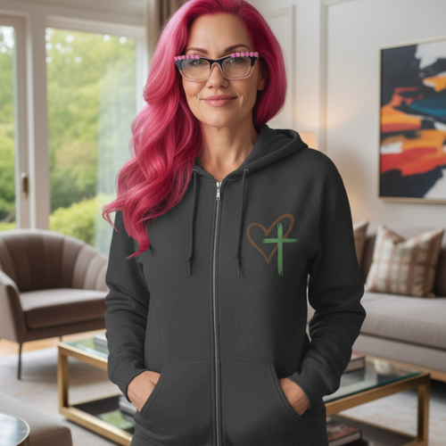 Faith-Inspired Full Zip Hoodie - "Jesus Has My Back"