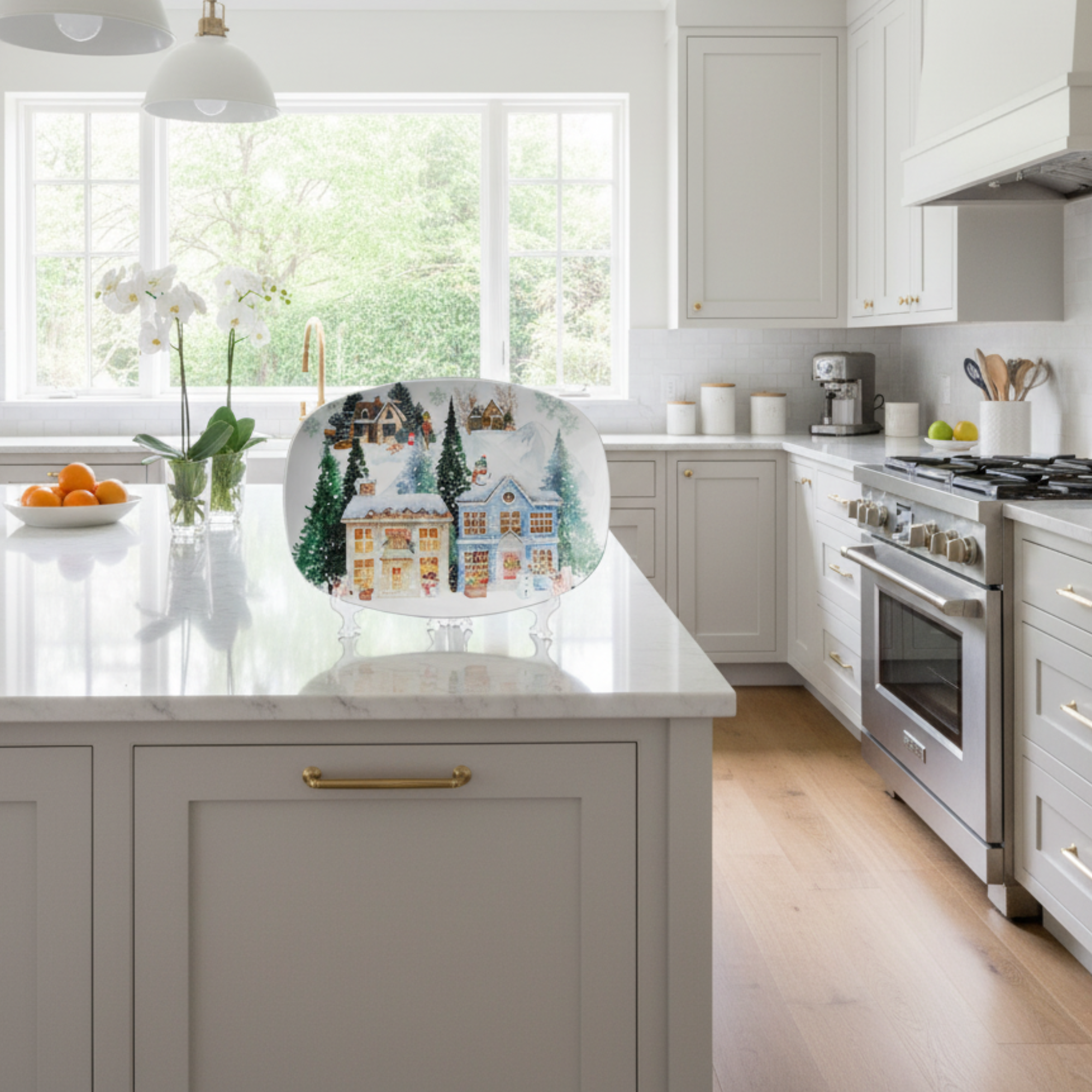 Vintage Snowman Christmas Platter | 10x14 Holiday Serving Dish | Classic Winter Table Décor