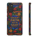 Walk by Faith Stain Glass Illusion Everywhere Christian Tough Phone Case with Bible Verse or Affirmation  Protective, Inspirational Gift for Christians