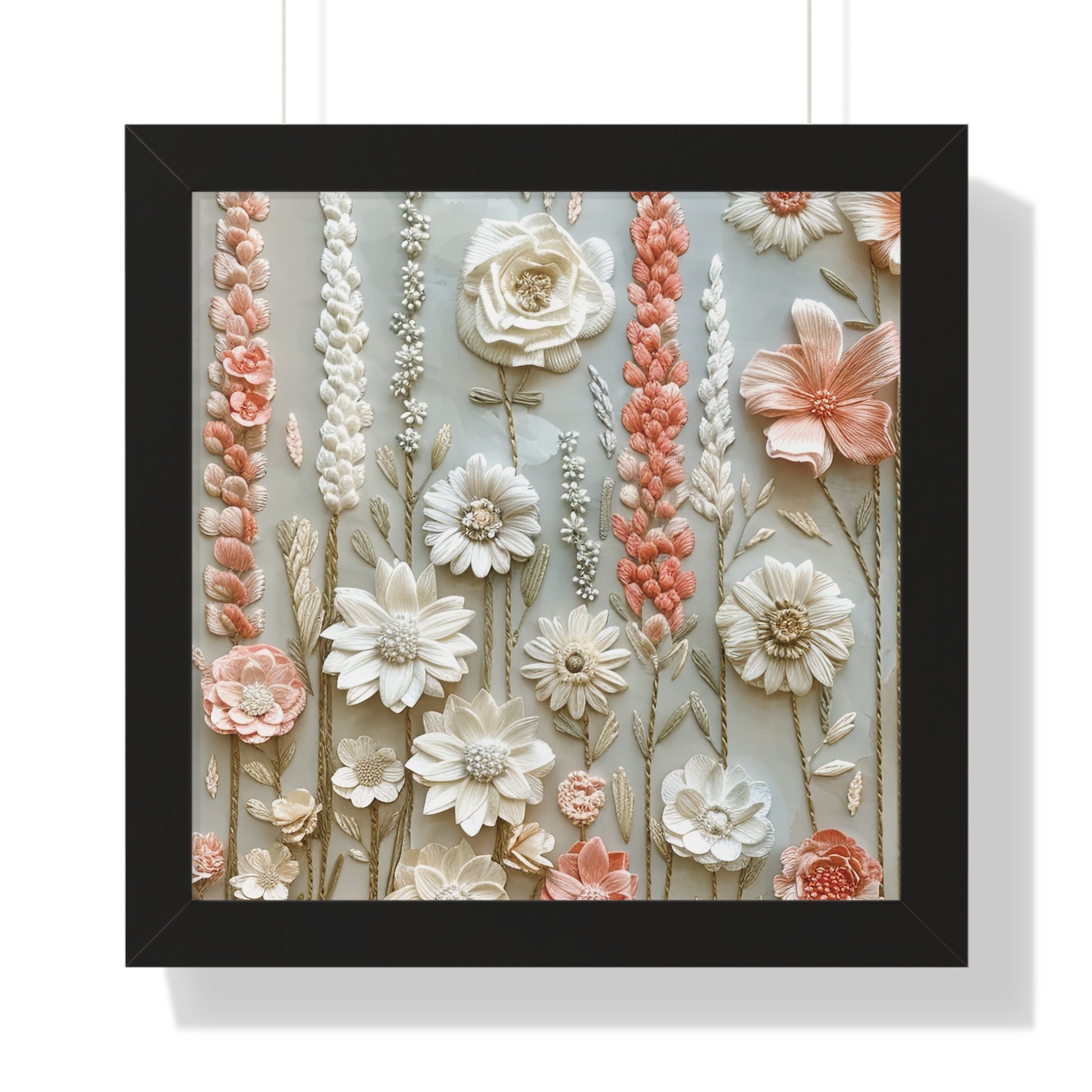 Delicate Pastel Floral Wall Art Captivating Blossom Patterns in Soft Hues and Elegant Home Décor Perfect for Living Rooms, Bedrooms, and Cozy Corners Encased in Black, White, or Walnut Frames with Durable Ready to Hang  Timelessly Crafted. - MRSBYVALLE