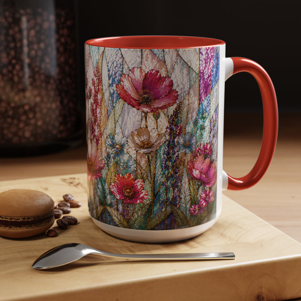 Wildflower Watercolor Coffee Mug Vibrant Wildflower Accent 11/15oz Stain Glass Illusion