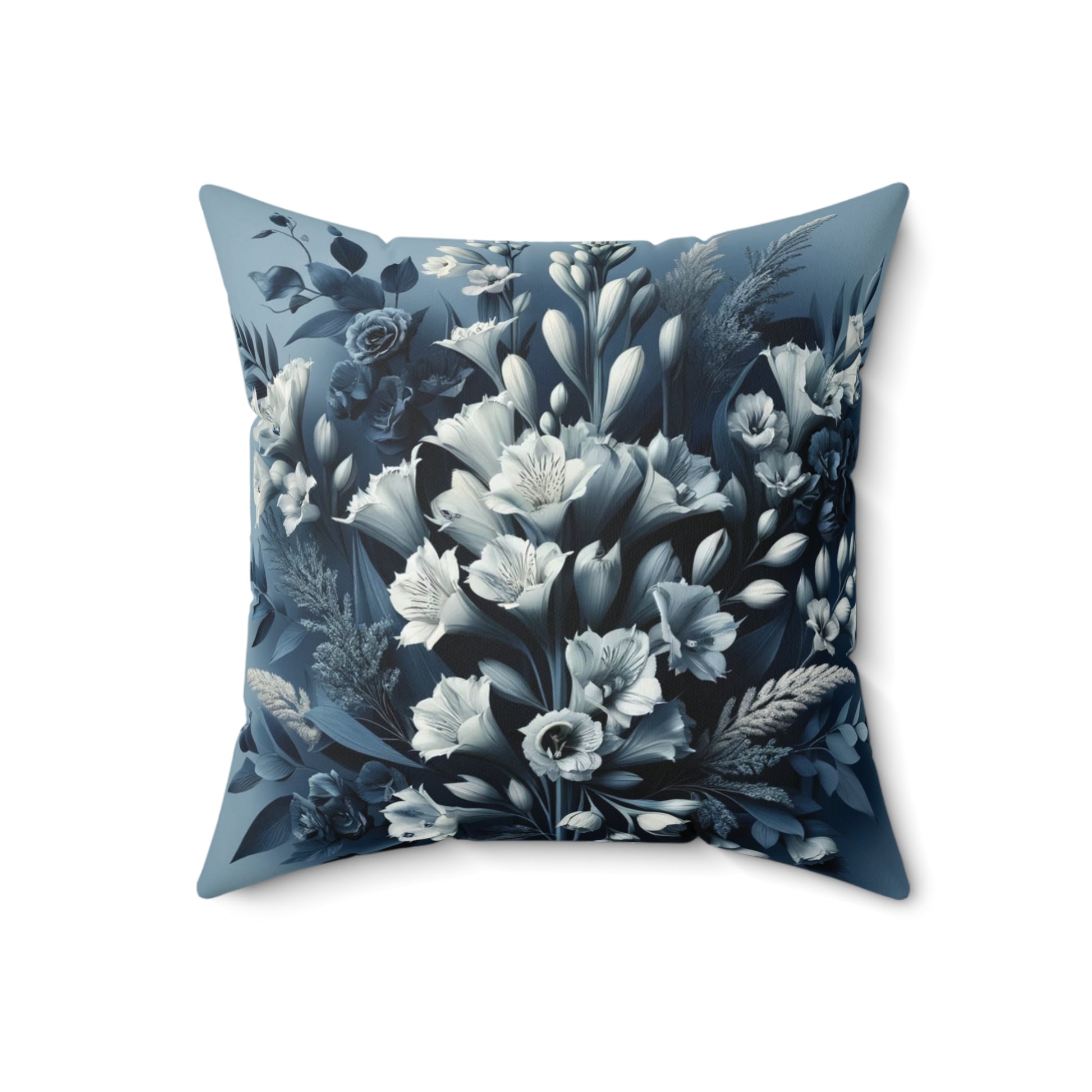 Navy 3D Floral Illusion Pillow Cover: Luxurious Square Cushion Case for Elegant Home Living Room Decor Enhancement Decor Comfort for Living Room, Bedroom or Housewarming Gift New House, Bridal Shower Gift.
