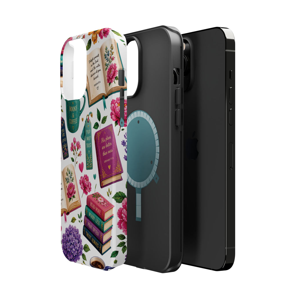 Christian Books & Coffee Phone Case — Magnetic Impact-Resistant Christian Gift