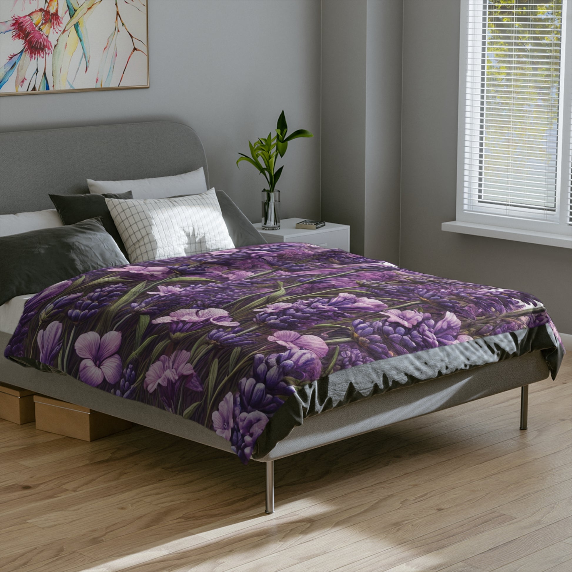 Wildflowers Lavender Bright Colors Minky Blanket Throw Ultra-Soft Minky Blanket Cozy Comfort Blanket Elegant Home Decor Plush Microfiber for Maximum Comfort Blanket, Perfect for Snuggling Decor, Cozy All-Season Warmth, Housewarming Gift Throw