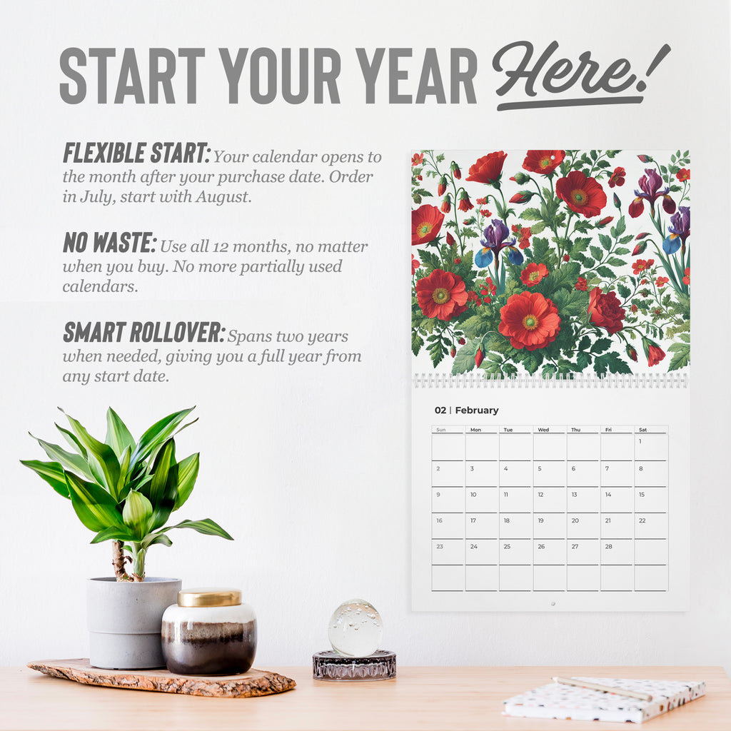 2025 Boho Floral Calendar: Beautiful Watercolor Flowers for Every Month – Vibrant, Artistic Designs to Brighten Your Year with Unique Seasonal Blooms and Nature-Inspired Art - MRSBYVALLE