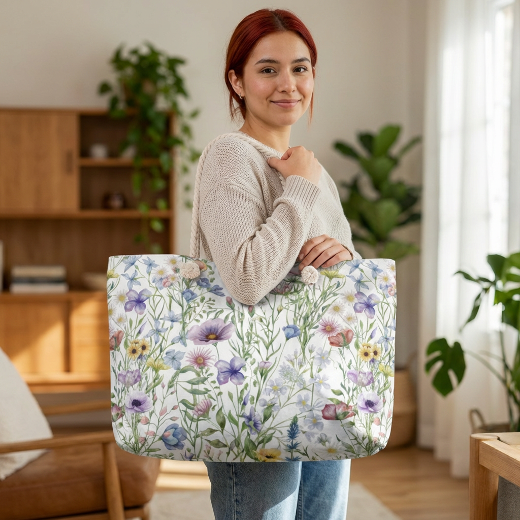 Sac de week-end – Sac de voyage "Idéal pour Maman" Motif Fleurs Sauvages