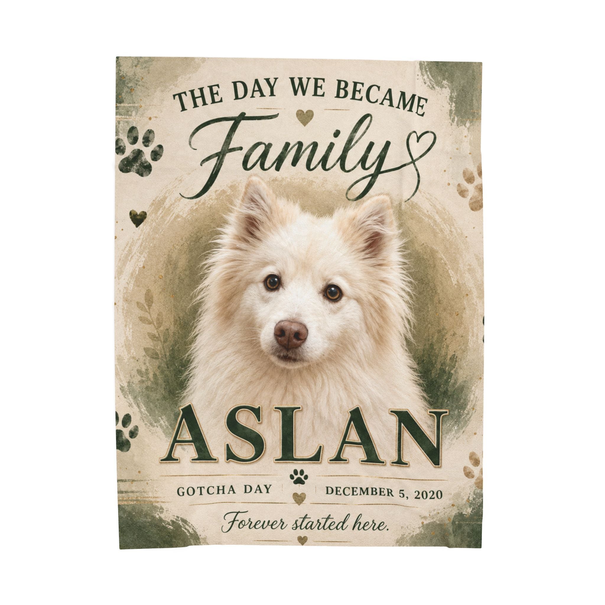 The Day We Became Family Pet Portrait Blanket | Custom Name & Date Velveteen