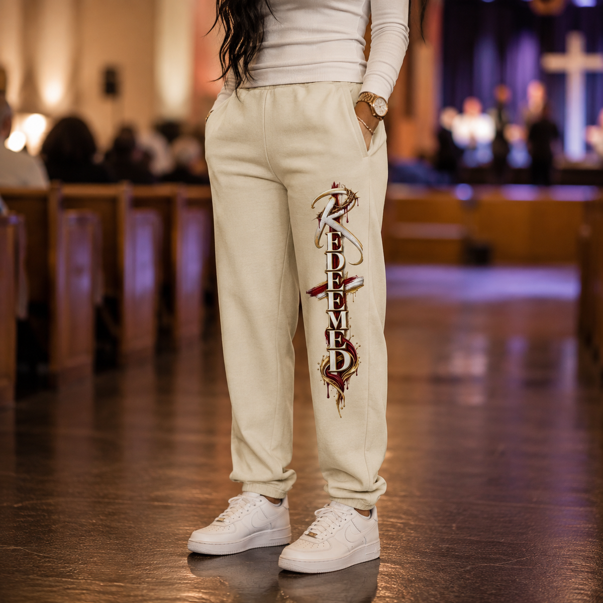 Redeemed Sweatpants Faith-Inspired Graphic Joggers