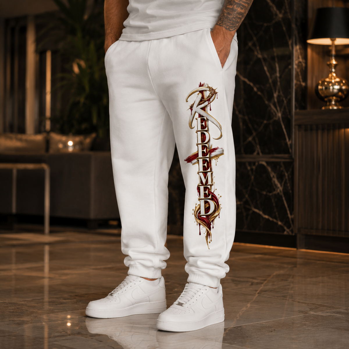 Redeemed Sweatpants Faith-Inspired Graphic Joggers