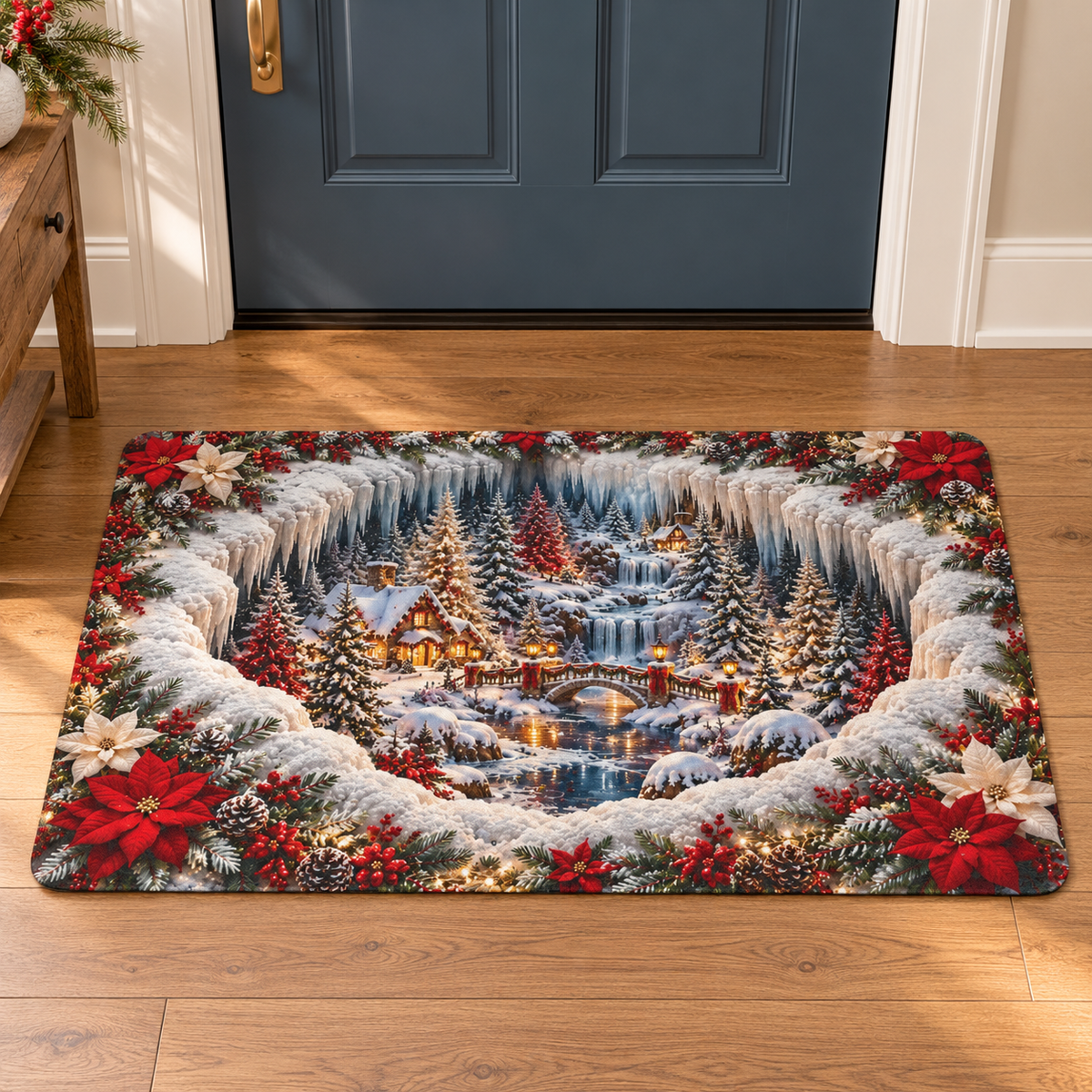 Winter Wonderland Christmas Waterfall Holiday Doormat