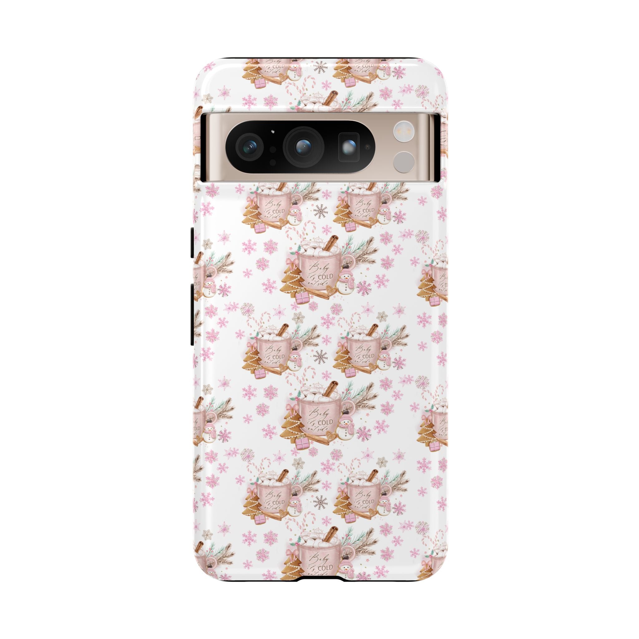 Baby it's Cold Outside Pink and White Phone Case Unique Holiday Protection for Your Device | Stylish & Durable Cover Gift for Her Phone 15, Samsung iPhone Samsung Accessory Gift for Her