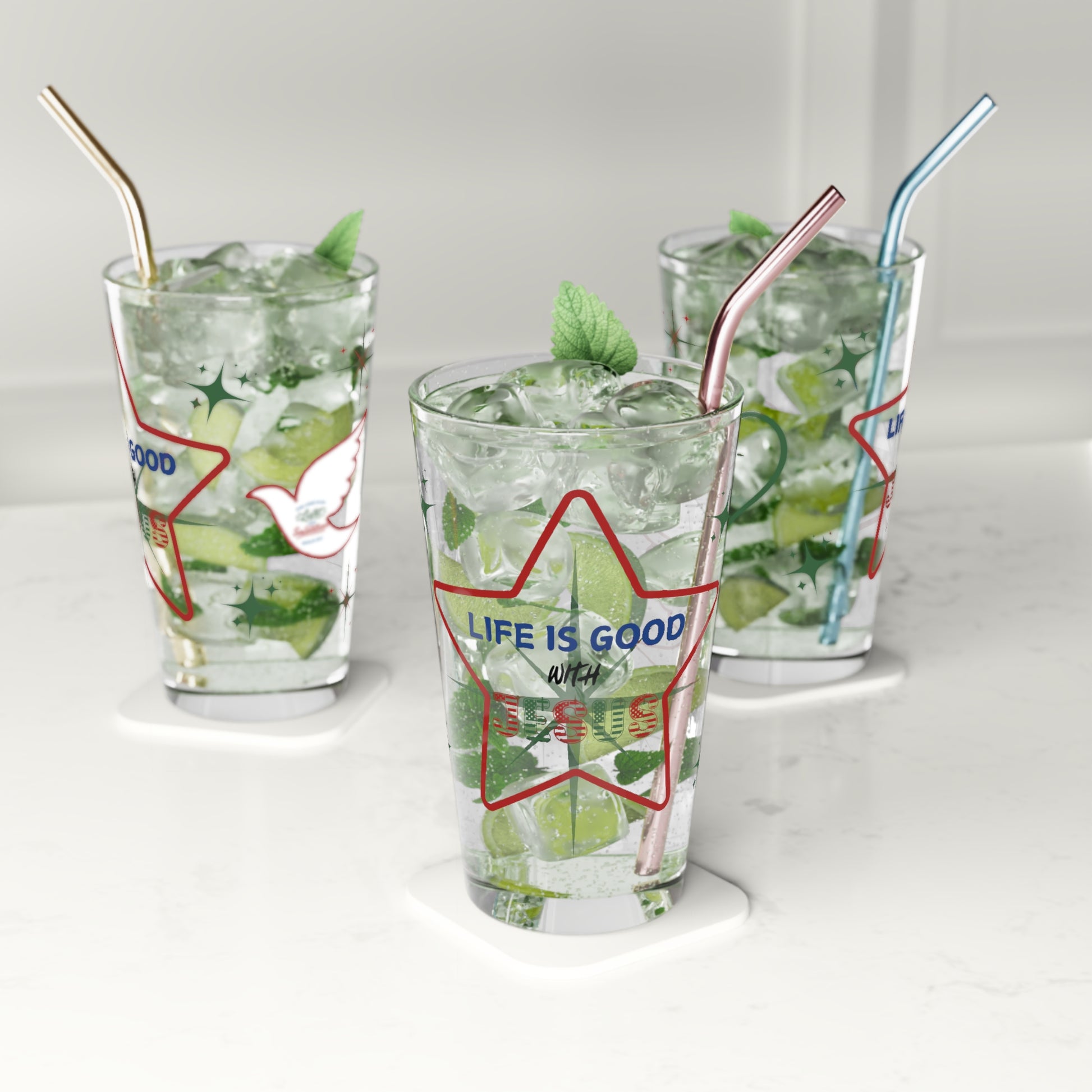 Life Is Good with Jesus 16oz Pint Glass – Christian Glassware for Faith & Inspiration | Perfect for Water, Juice & More – Unique Religious Gift Idea
