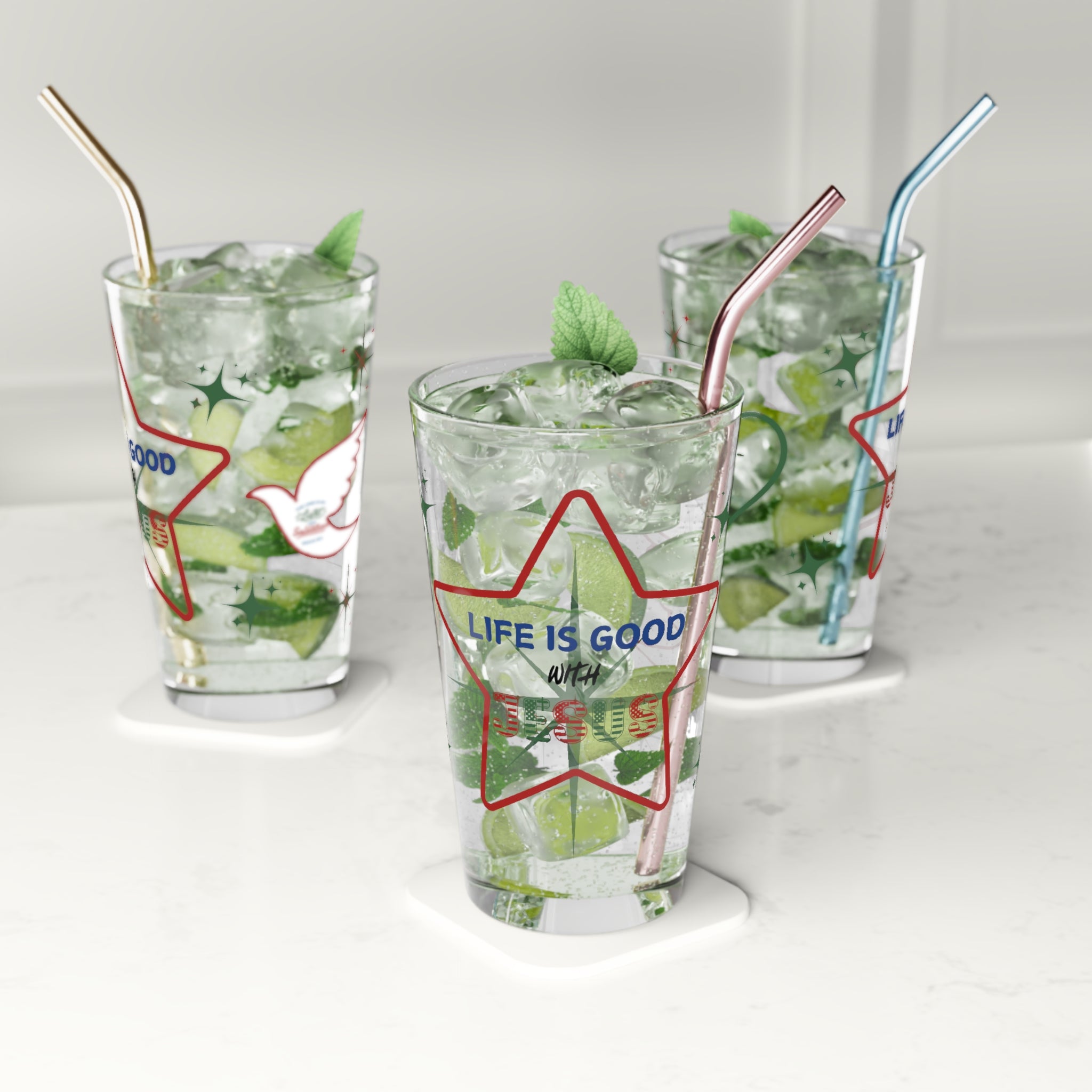 Life Is Good with Jesus 16oz Pint Glass – Christian Glassware for Faith & Inspiration | Perfect for Water, Juice & More – Unique Religious Gift Idea