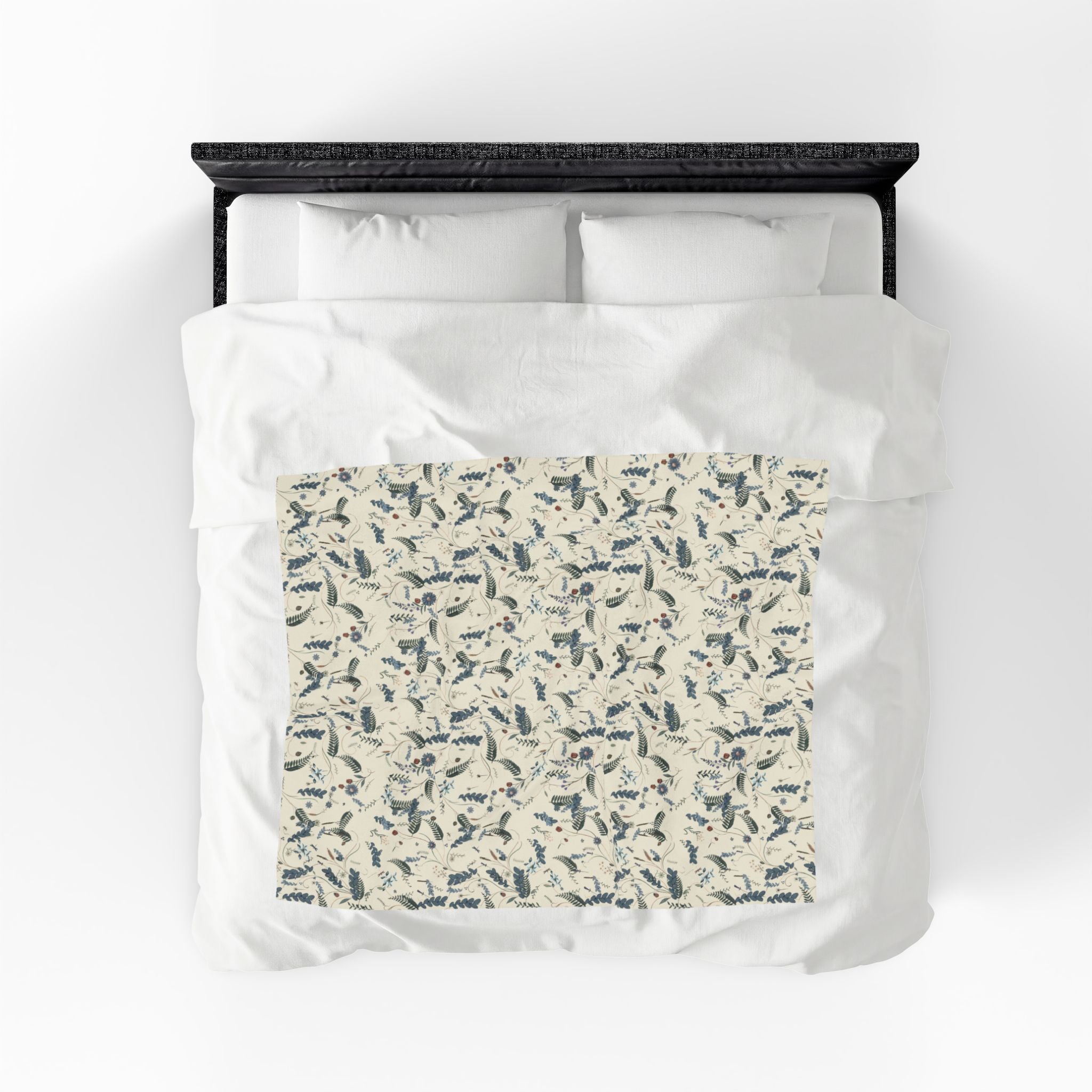 Botanical Floral Velveteen Plush Blanket — Soft Cozy Throw