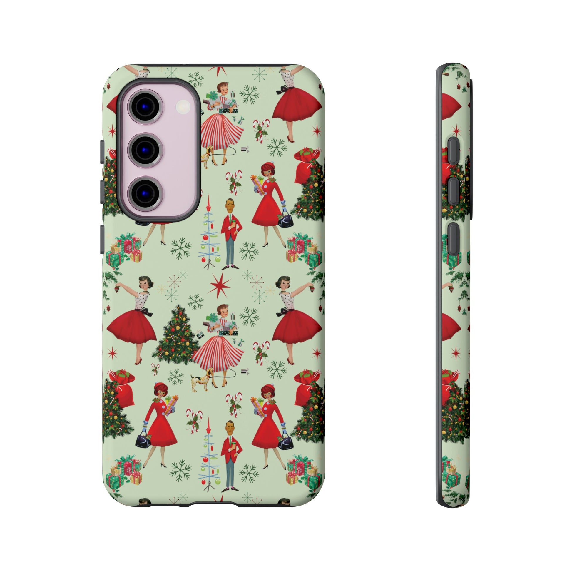 1950s Vintage Phone Case - Retro Christmas Design | Unique Holiday Protection for Your Device | Stylish & Durable Cover Gift for Her Phone 15, Samsung iPhone Samsung Accessory Gift for Her