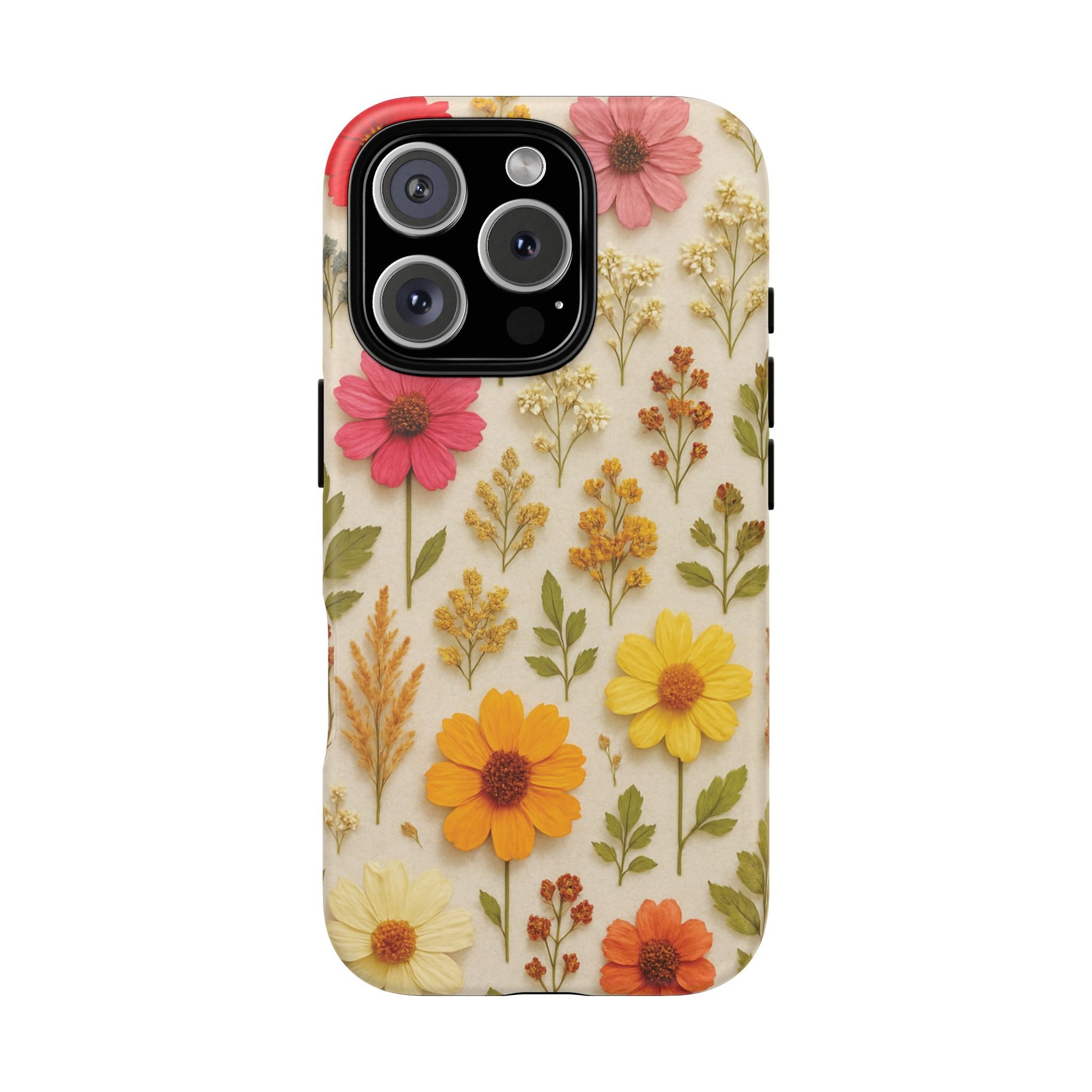 Dried Flowers Illusion Phone Case – Realistic Botanical Aesthetic, Colorful Pressed Floral Art, Trendy Nature-Inspired Protective Cover  iPhone & Samsung Models