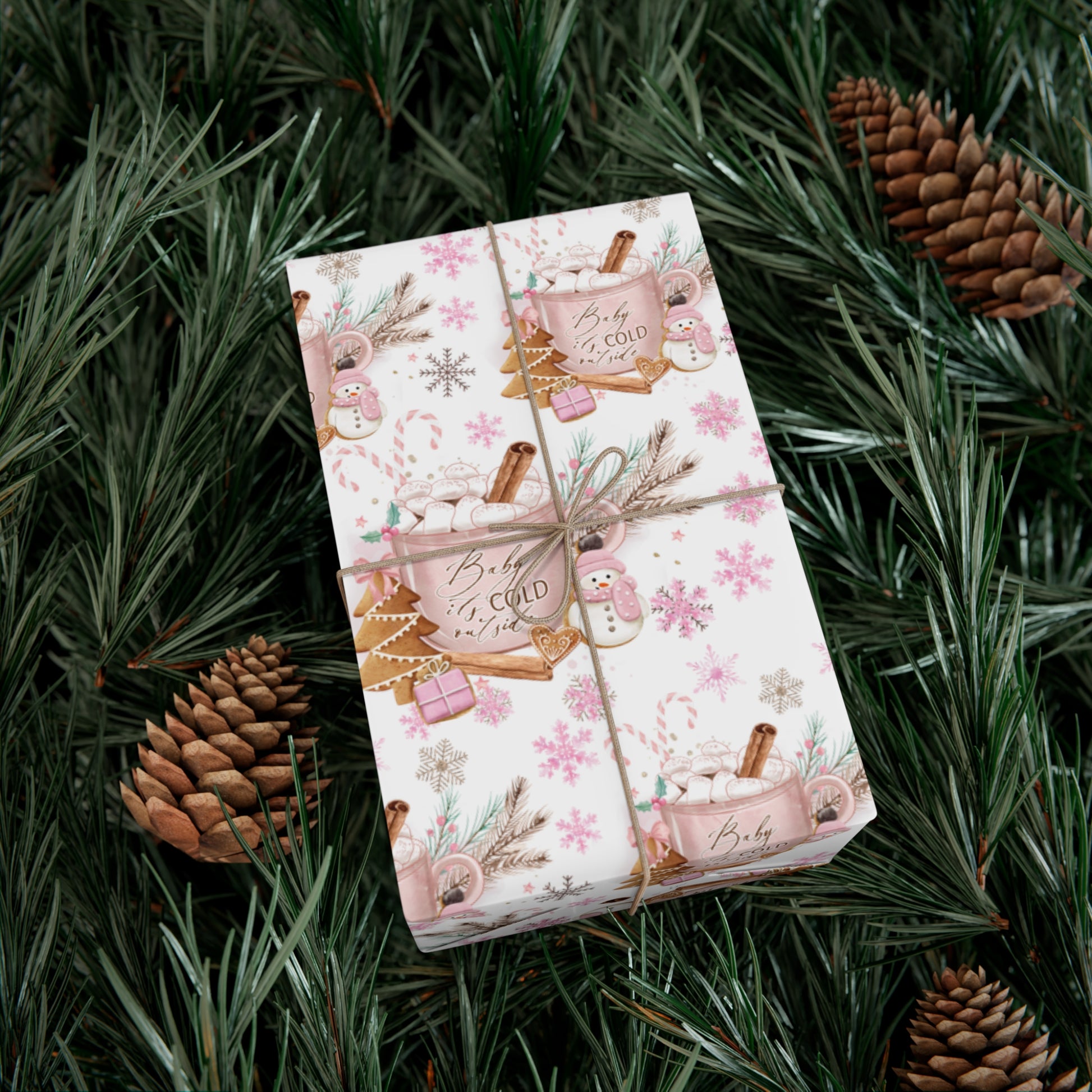 Charming 'Baby It's Cold Outside' Wrapping Paper Perfect for Winter and Holiday Gifts | Cozy Christmas Packaging | Festive Snowflakes Design | High-Quality Gift Wrap for Any Occasion Gift for Her - MRSBYVALLE