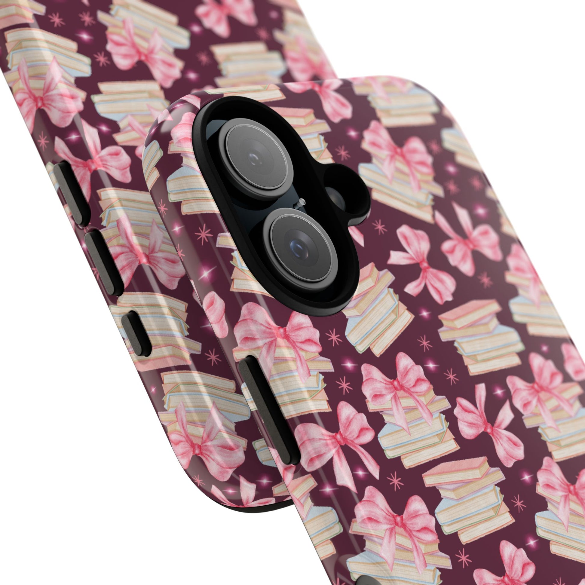 Coquette Pink Bows & Books Phone Case for iPhone 16 15 14 13 12  21 23 Samsung, and Pixel | Stylish Protective Cover Gift for Her Perfect for Floral Lover