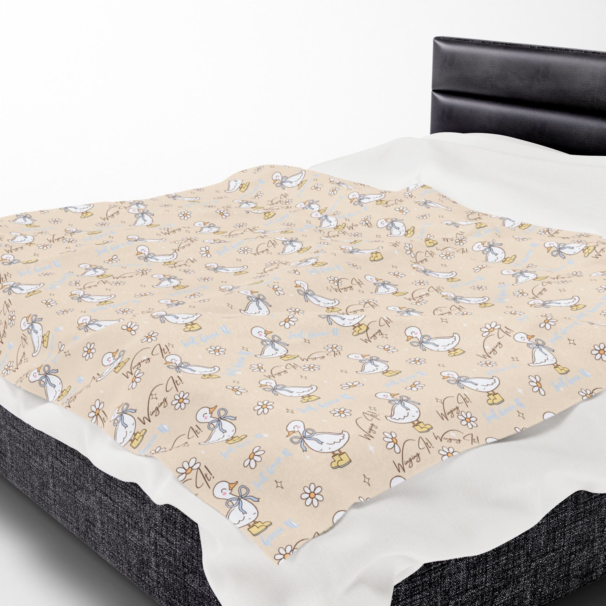 Velveteen Plush Blanket, Silly Goose Design, Funny Animal Print Throw, Cozy Bedding, Cute Kids Bedroom Decor, Comfy Sofa Couch