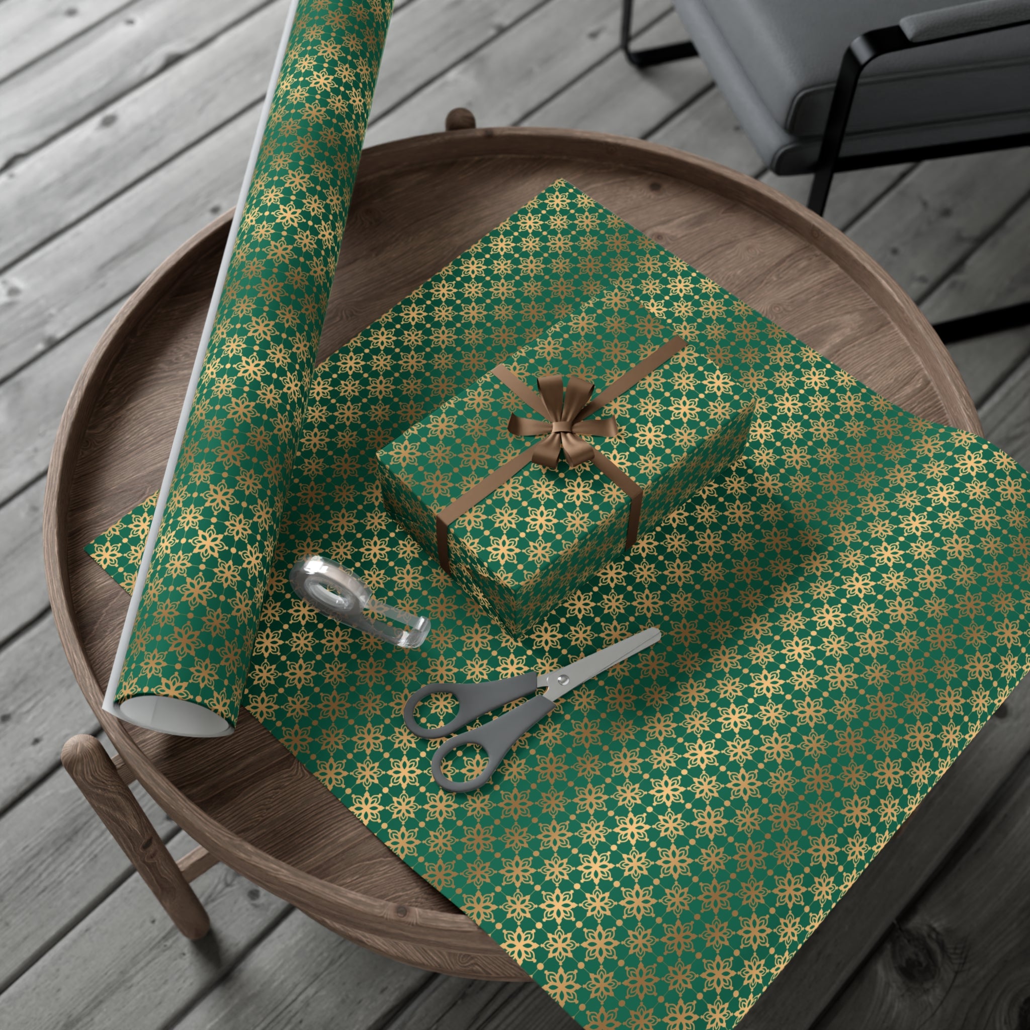 Elegant Luxuries Emerald Green Wrapping Paper with Gold Accents Perfect for Christmas Gifts, Weddings, & Special Occasions – Premium Quality Gift Wrap for Luxurious Presentation - MRSBYVALLE