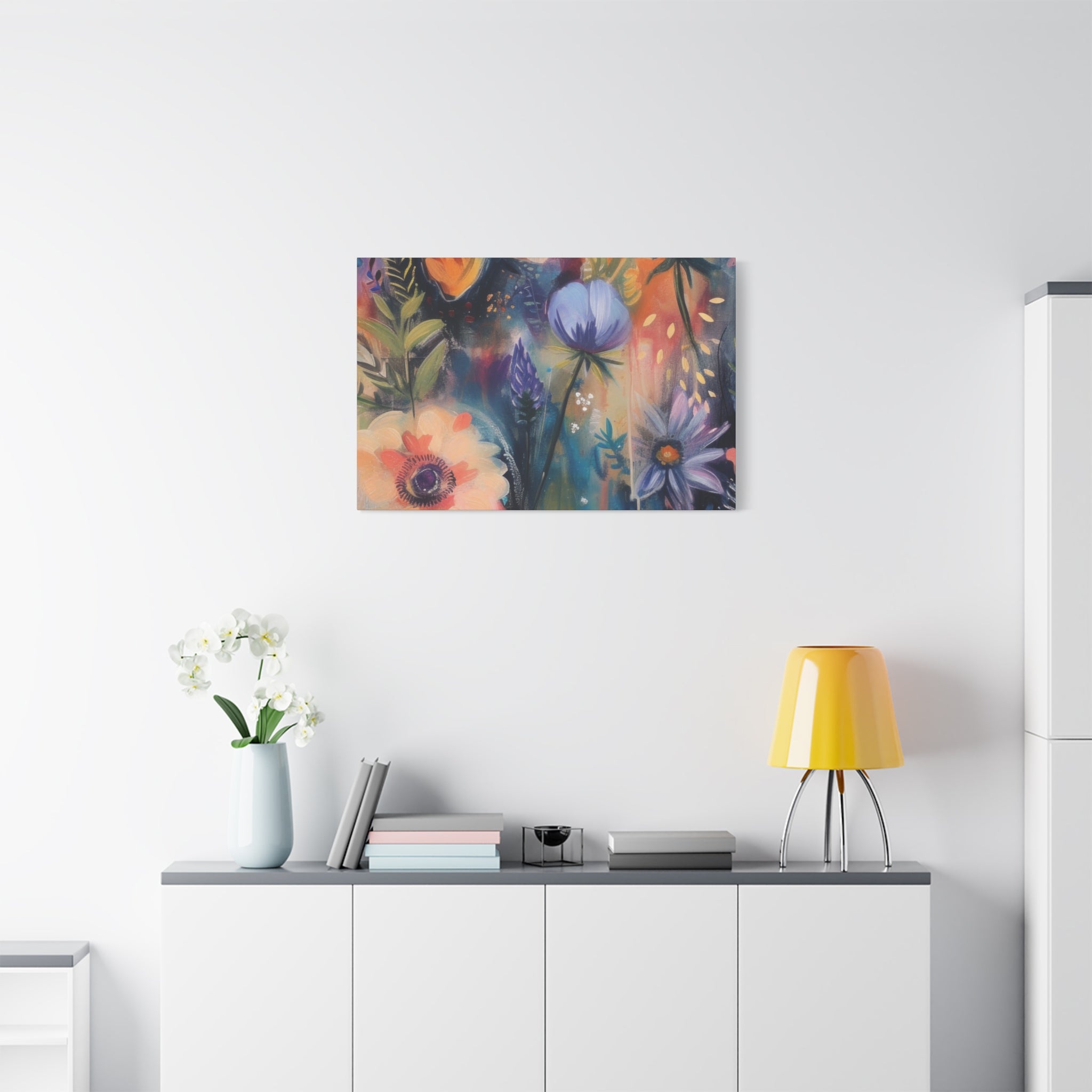 Boho Floral Wall Art Matte Canvas Stretched, Vibrant Botanical Design, Perfect for Living Room, Bedroom, or Office Decor, Adds a Stylish Touch to Any Space1.25" - MRSBYVALLE