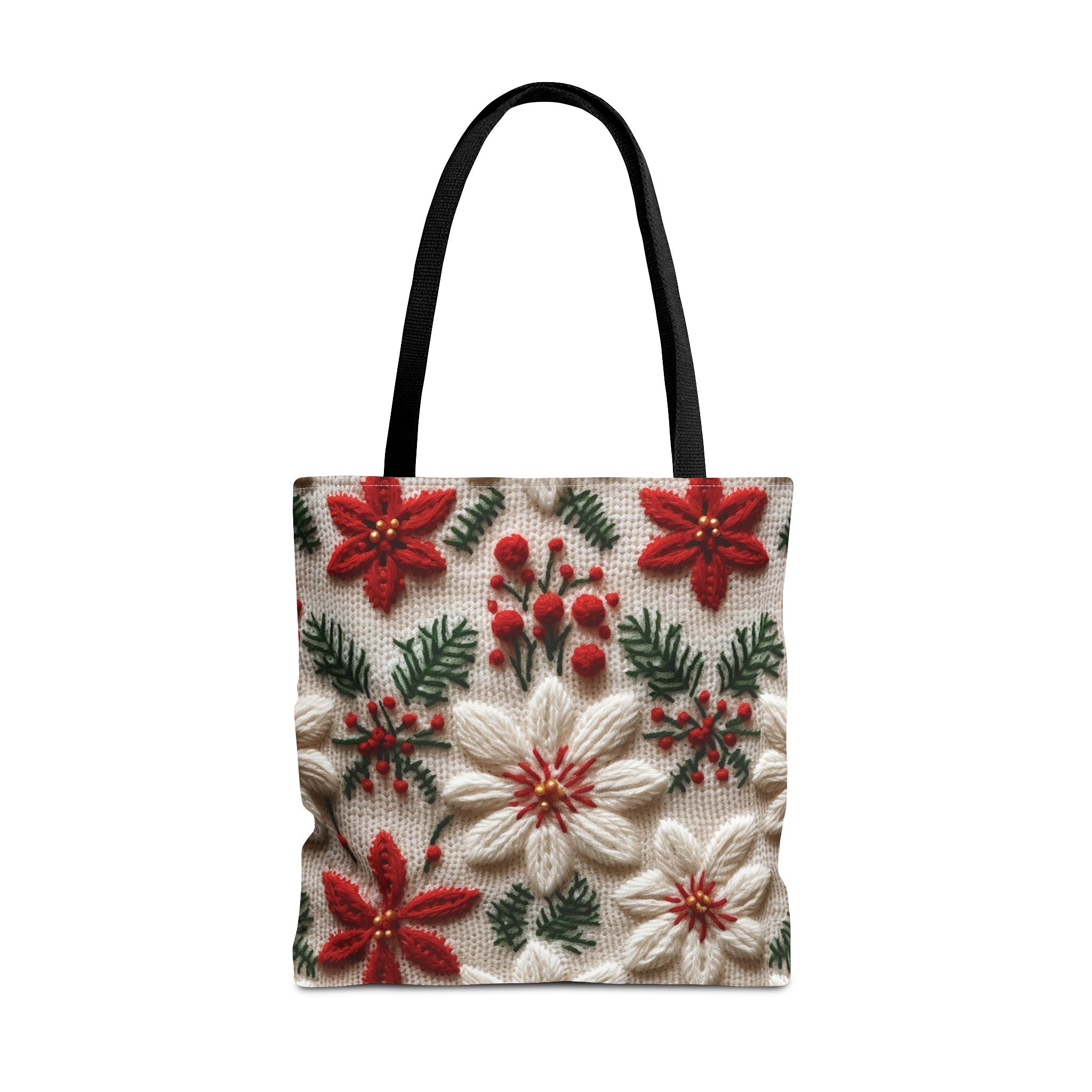 Festive Poinsettia Christmas Tote Stylish Holiday Bag for Shopping, Gifts, and Everyday Use - Durable, Reusable, and Perfect for Spreading Cheer This Holiday Season - MRSBYVALLE