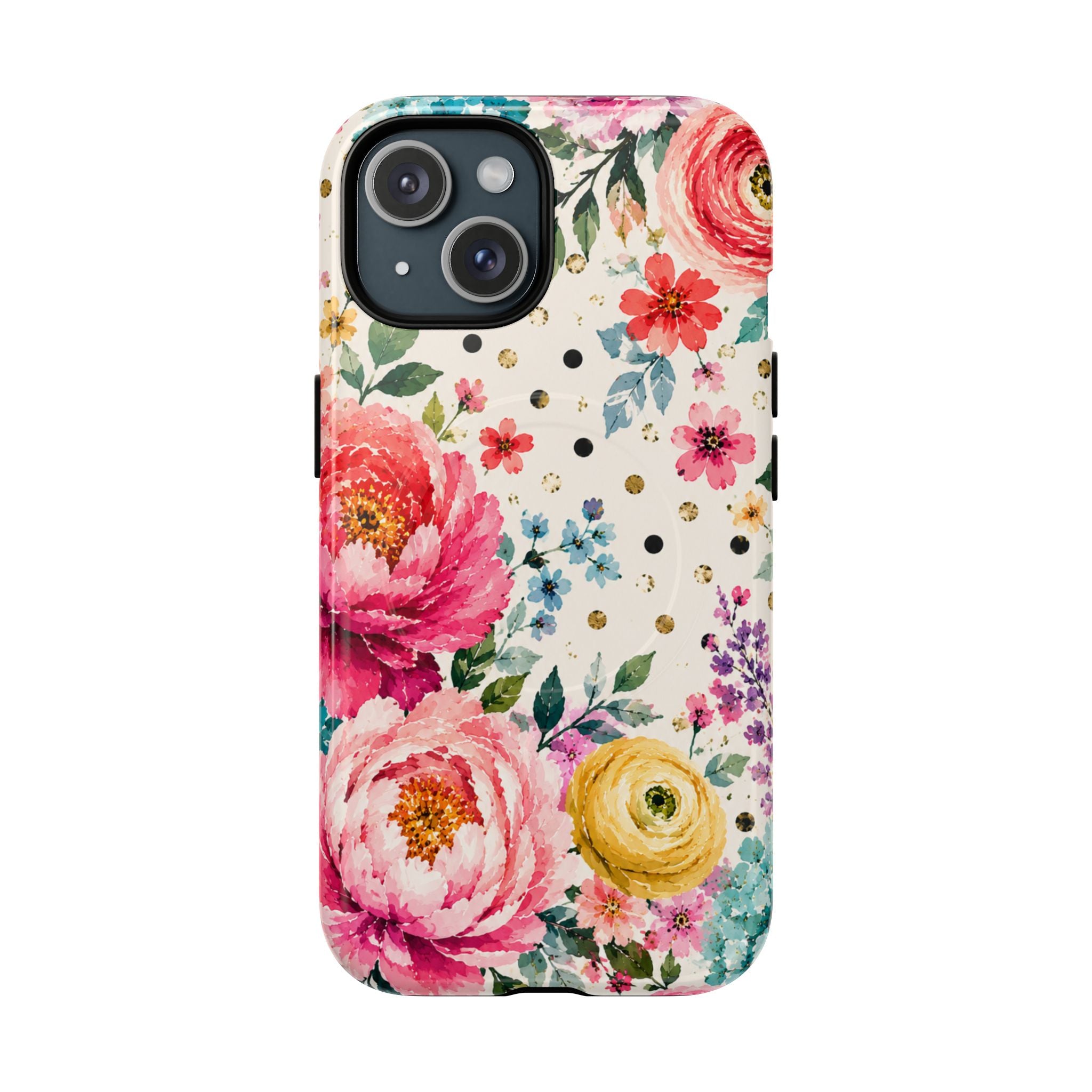 Watercolor Floral Peonies phone case | magnetic slim protective case
