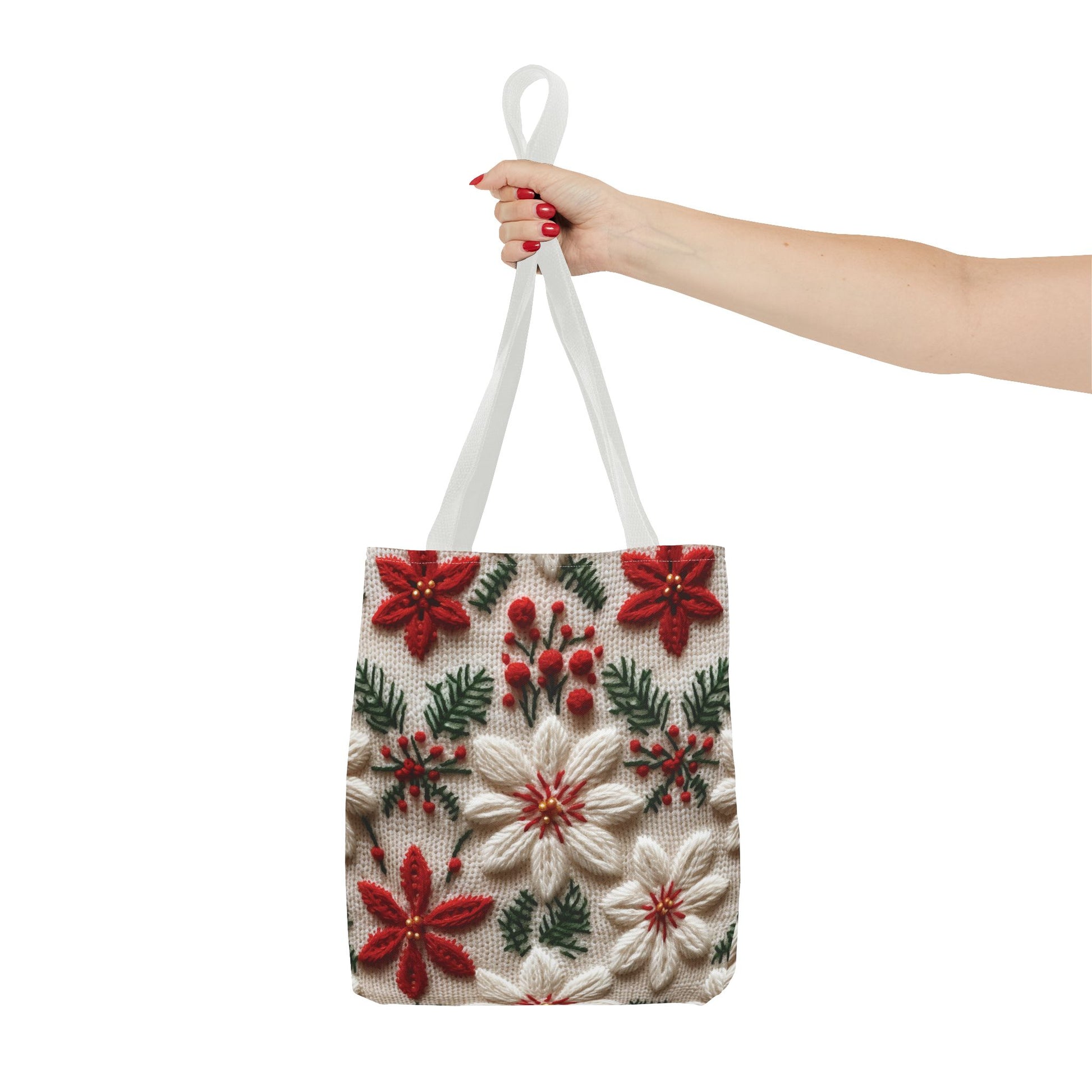 Festive Poinsettia Christmas Tote Stylish Holiday Bag for Shopping, Gifts, and Everyday Use - Durable, Reusable, and Perfect for Spreading Cheer This Holiday Season - MRSBYVALLE