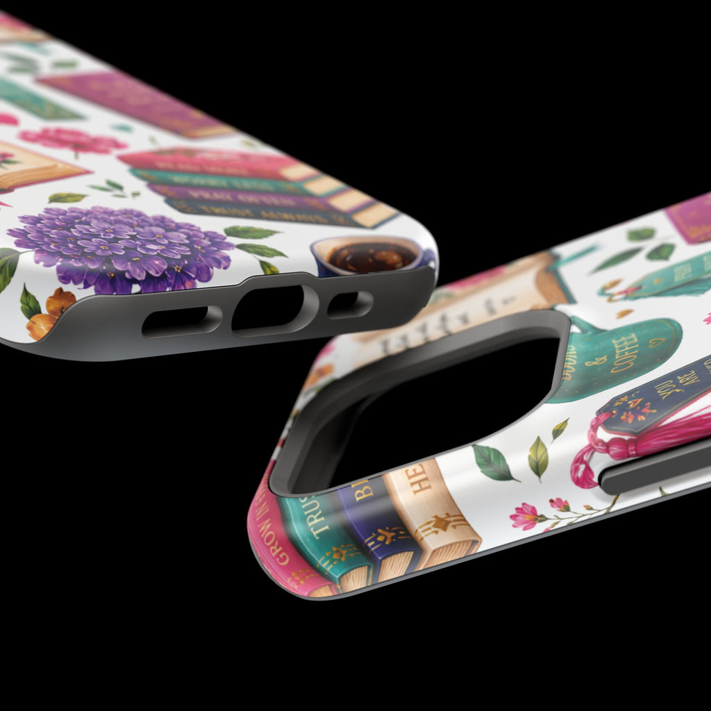 Christian Books & Coffee Phone Case — Magnetic Impact-Resistant Christian Gift