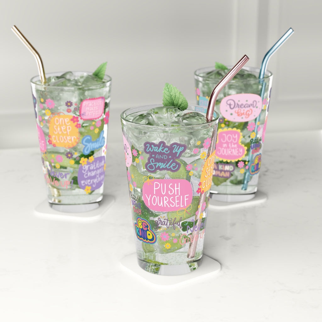 Good Vibes Only 16oz Pint Glass Motivational Quote Drinkware Positive Affirmation Glass | Perfect Uplifting Gift to Inspire & Encourage DailyHandwash Only