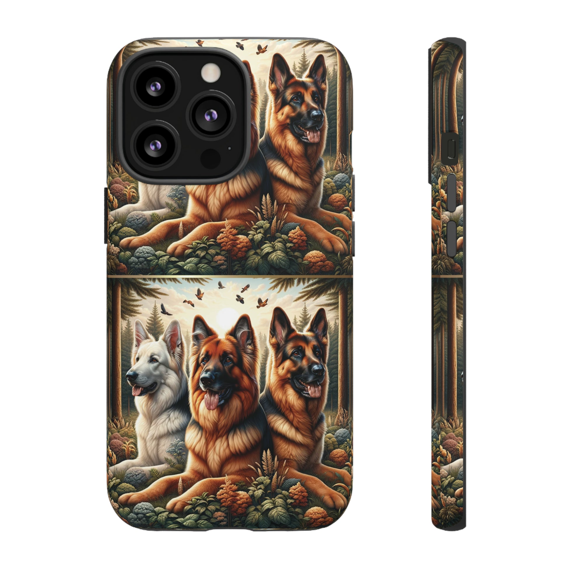 German Shepherd Phone Tough Case Floral Elegant Durable Dog Lover Devices iPhone 15, Samsung iPhone Samsung Accessory Gift for Her.