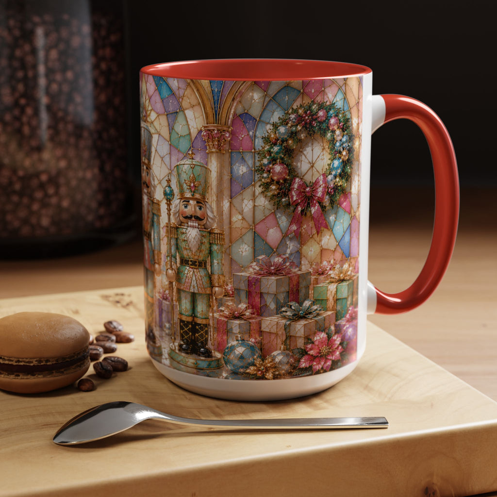 Nutcracker Christmas Coffee Mug – Festive Stained-Glass Holiday Accent Cup (11/15oz) Gift for Her