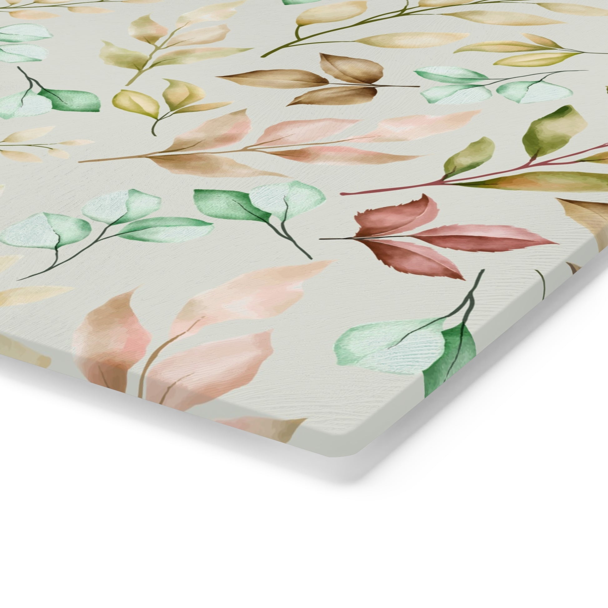 Pastel Leaves Cutting Board Floral Tempered Glass Cutting Board Durable Kitchen Decor with Elegant Design, Housewarming, New House Gift - MRSBYVALLE