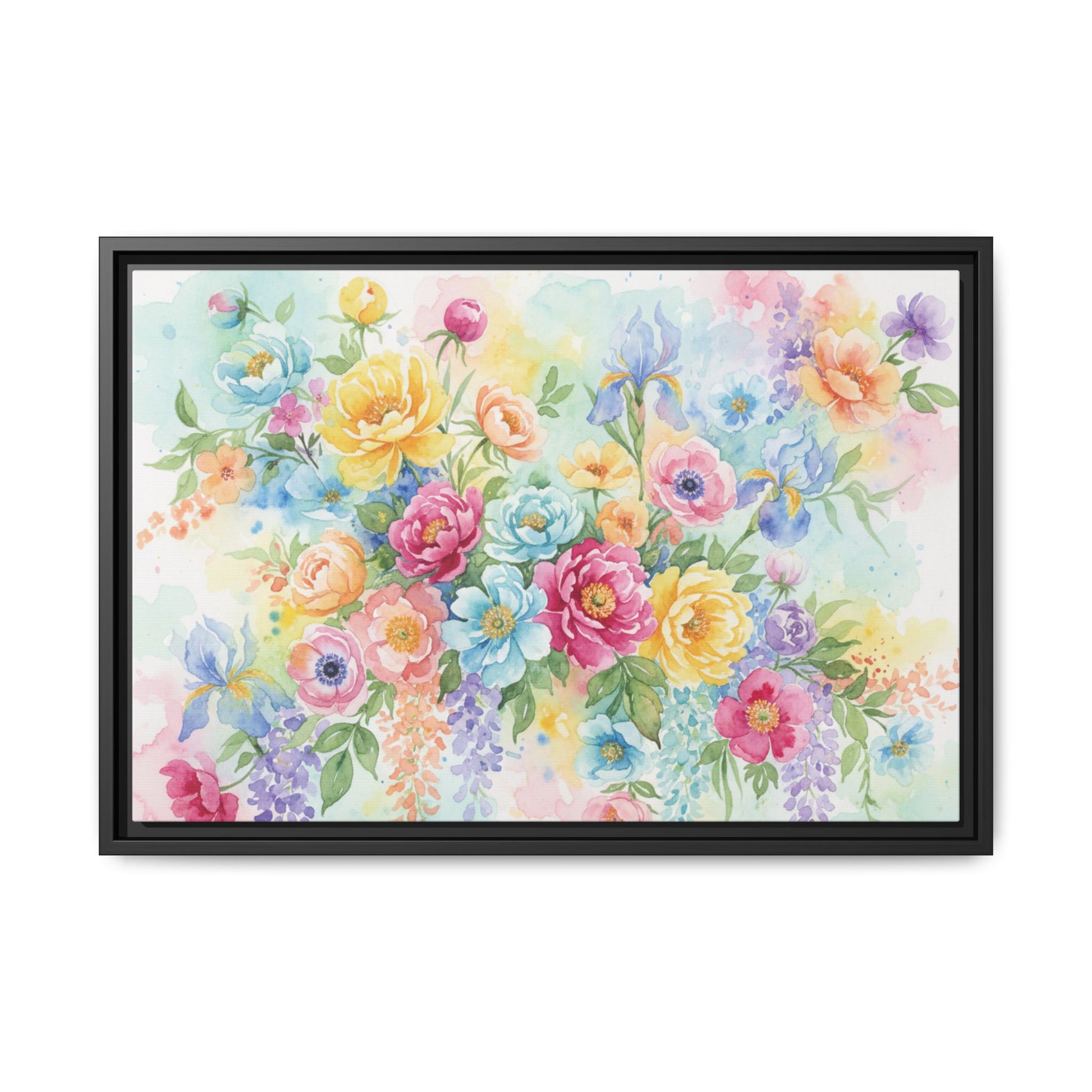 Watercolor Floral Bouquet Canvas, Framed Matte Wall Art | Multi-Color Wall Art