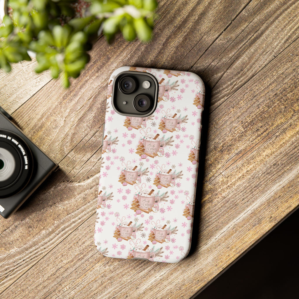 Baby it's Cold Outside Pink and White Phone Case Unique Holiday Protection for Your Device | Stylish & Durable Cover Gift for Her Phone 15, Samsung iPhone Samsung Accessory Gift for Her