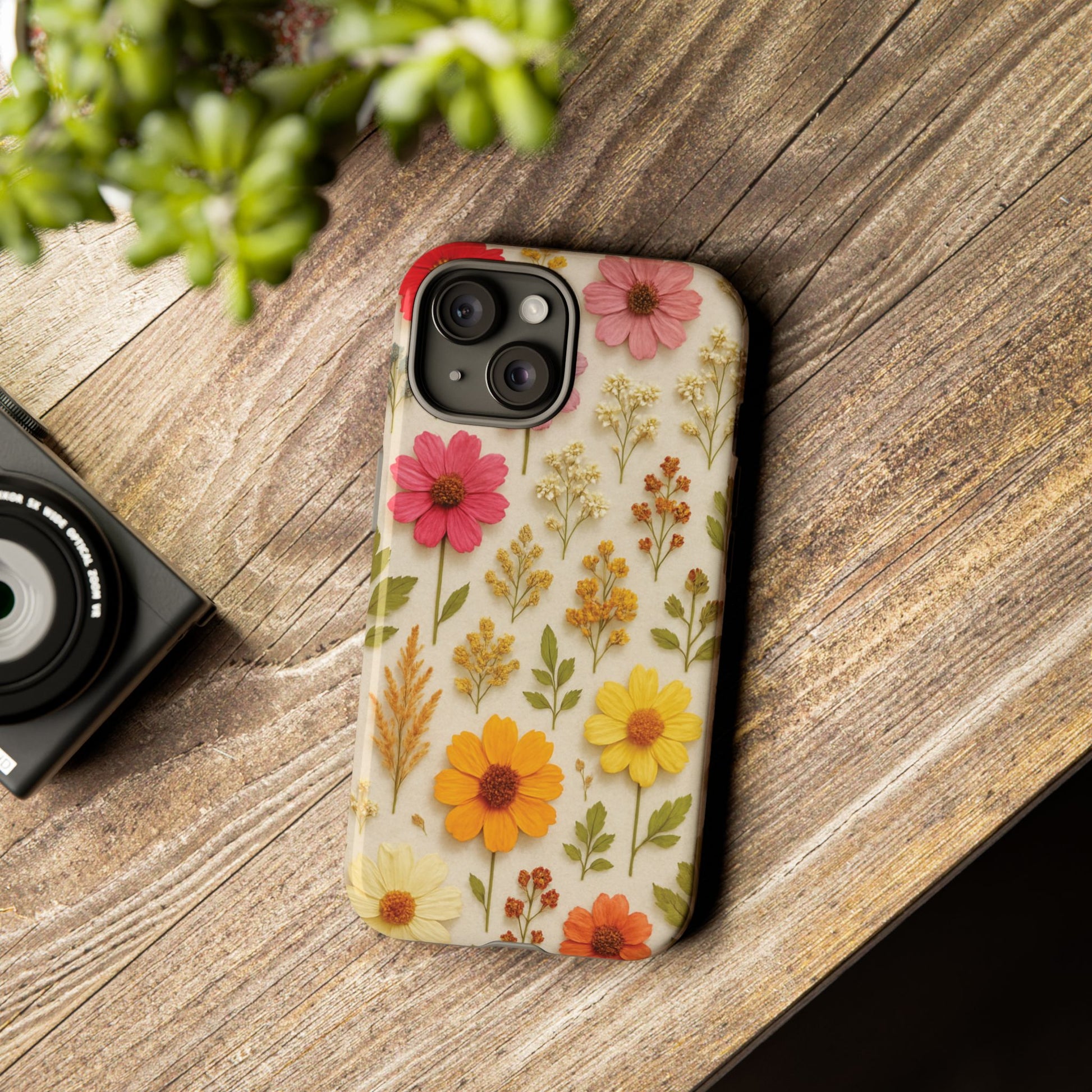 Dried Flowers Illusion Phone Case – Realistic Botanical Aesthetic, Colorful Pressed Floral Art, Trendy Nature-Inspired Protective Cover  iPhone & Samsung Models