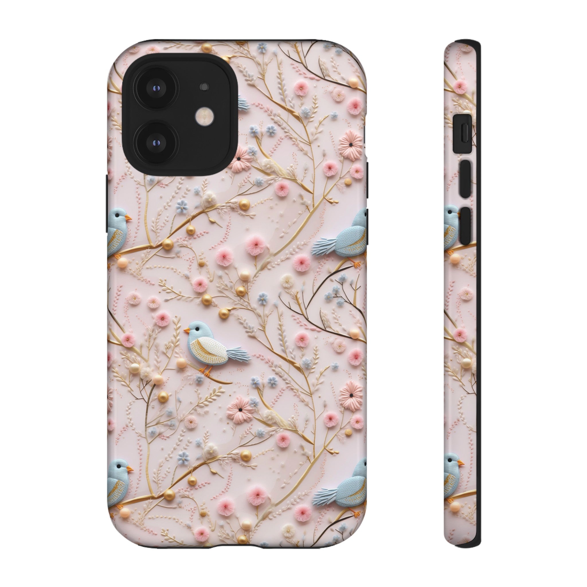 3D Birds Elegant Faux Flowers Phone Case Stylish & Durable for iPhone Samsung Gift iPhone 15, 14, 13 Samsung Pixel Gift for Mom Accessory Gift for Her