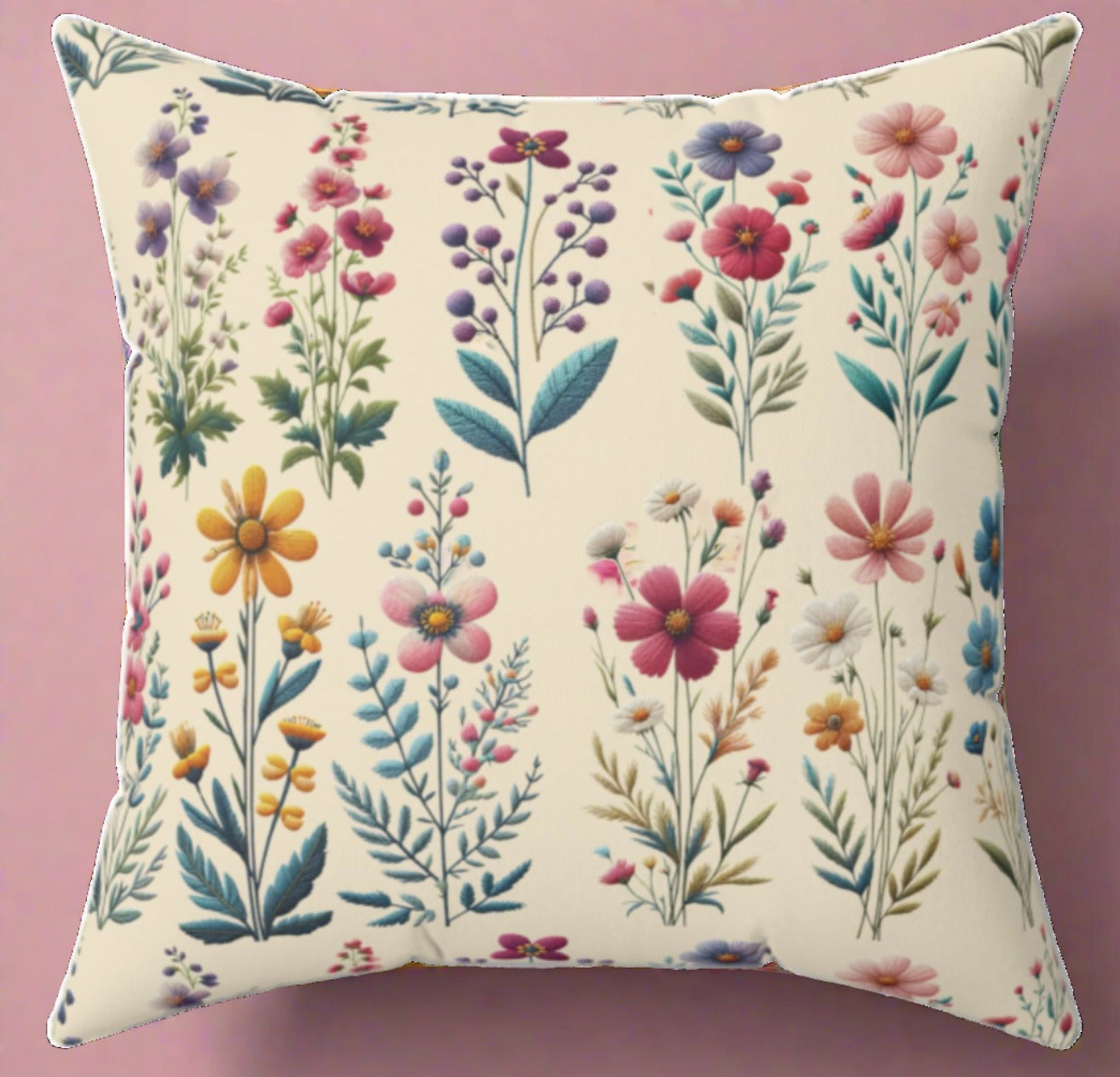 Best Beautiful Wildflower Square Pillow Vibrant Floral Design for Cozy Home Décor - Perfect Accent for Living Rooms, Bedrooms, and Lounges - Soft, Durable, and Stylish PillowGift New House, Bridal Shower Gift - MRSBYVALLE